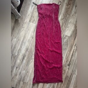Jessica McClintock burgandy pink formal long Dress with Silver Accents